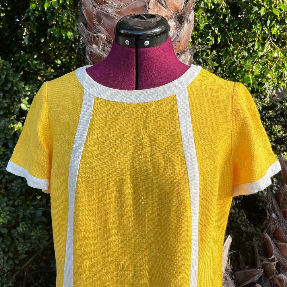 BODEN Retro Mod Yellow/White Stripe Pockets Dress - Size 10 R